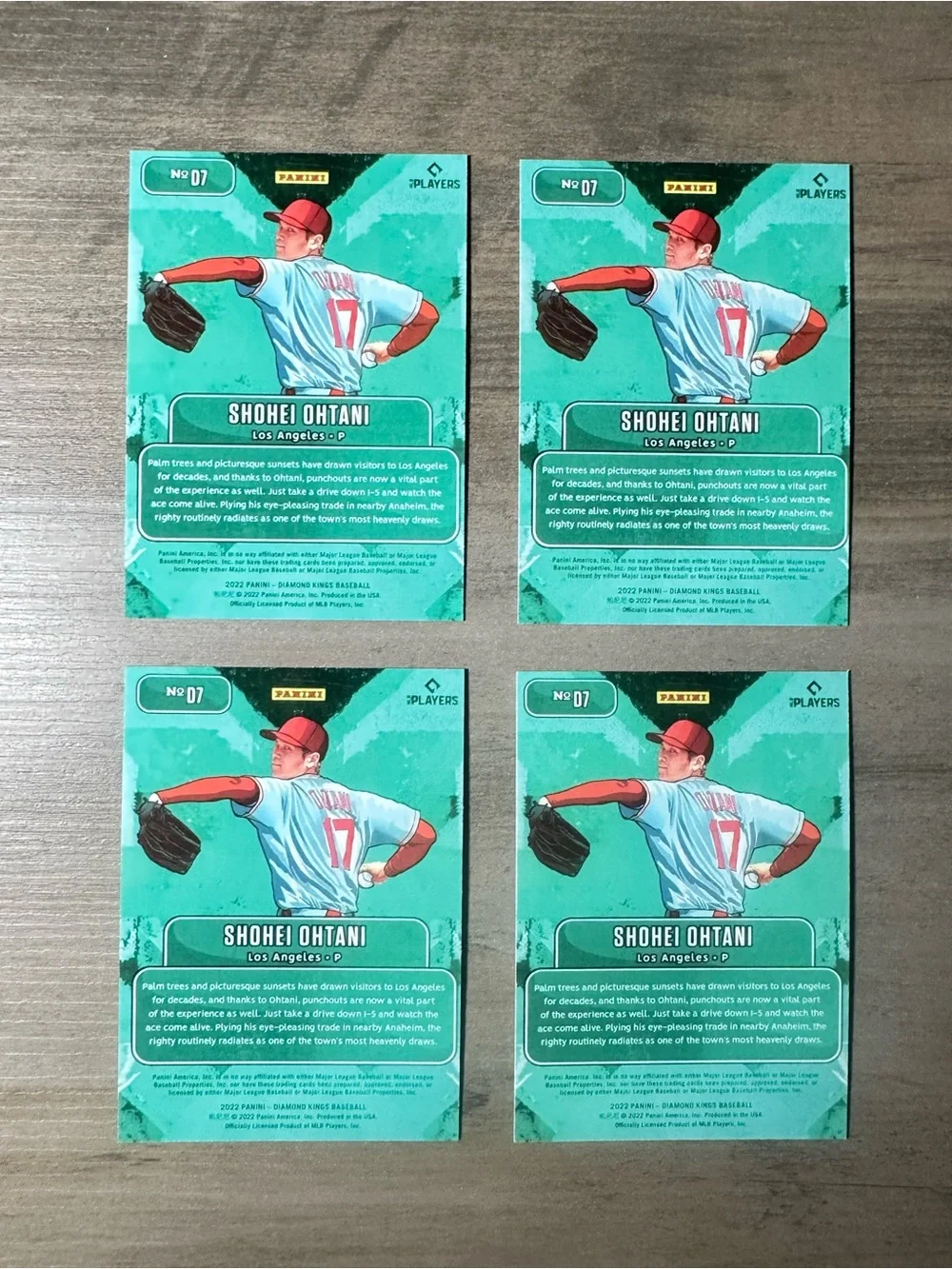 Shohei Ohtani Lot of (4) 2022 Panini Downtown #D7 Novelty Baseball Cards.